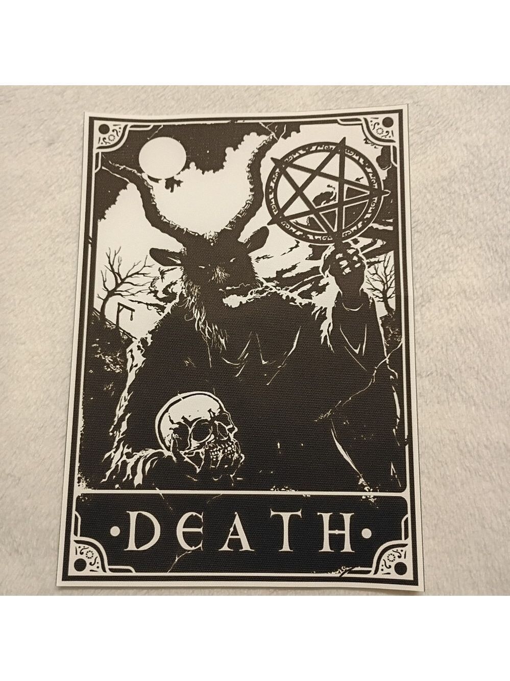 2/$10 Death Tarot Card Canvas Mystical Black and White Art Print